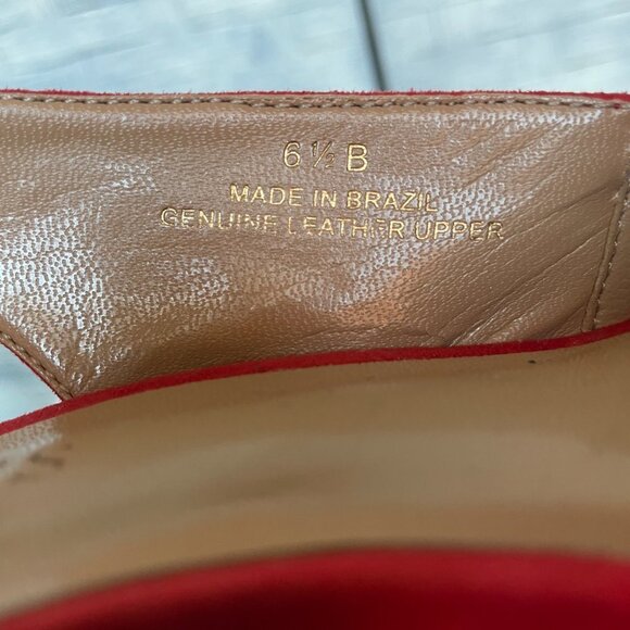 Talbots Red Suede Slingback Peep Toe Heels Women Size 6.5B - Picture 6 of 8